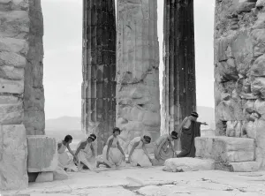 Kanellos dance group at ancient sites in Greece, 1929 Creator: Arnold Genthe