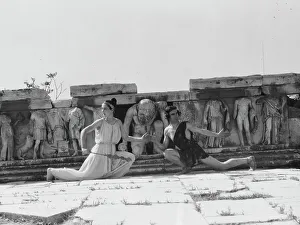 Reaching Out Prints: Kanellos dance group at ancient sites in Greece, 1929 Creator: Arnold Genthe