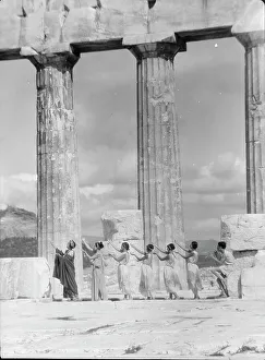 Kanellos Vassos Prints: Kanellos dance group at ancient sites in Greece, 1929 Creator: Arnold Genthe