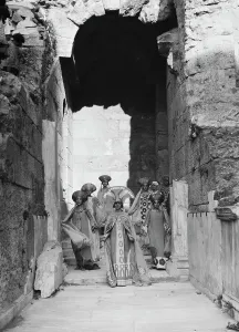 Kanellos Vassos Prints: Kanellos dance group at ancient sites in Greece, 1929. Creator: Arnold Genthe