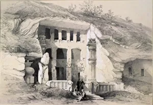 Thomas Colman Prints: Kannari, Exterior of Great Chaitya Cave, 1845. Artist: Thomas Colman Dibdin