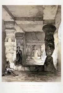 Thomas Colman Prints: Kannari, Interior of a Small Vihara, India, 1845. Artist: Thomas Colman Dibdin