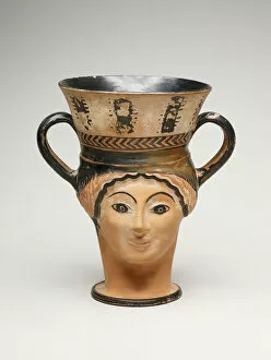 Archaic Collection: Kantharos (Wine Cup) in the Shape of a Female Head, about 480 BCE. Creator: London Class