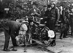 Norton Prints: Karl Burlage having his Norton bike weighed for a TT competition