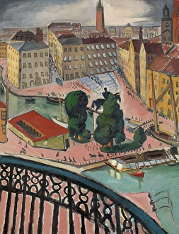 Karl Johans Torg, Stockholm, 1914. Creator: Isaac Grunewald