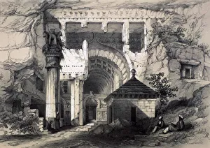 Thomas Colman Prints: Karli, Entrance of Great Chaitya Cave, 1845. Artist: John Weale