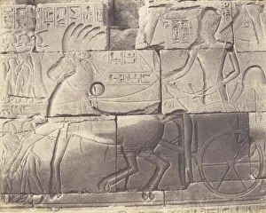 Felix Teynard Prints: Karnak (Thebes), Enciente du Palais - Detailes de Sculptures au Point N