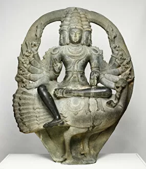 Peacock Collection: Karttikeya, Commander of the Divine Army, Seated on a Peacock, Ganga Period