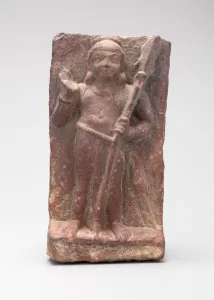 Red Sandstone Prints: Karttikeya, God of War, Holding a Spear, 2nd century. Creator: Unknown