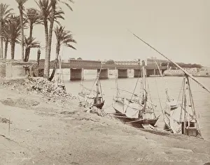Nile Prints: Kasr-en-Nil Bridge Looking East over the Nile, 19th century. Creator: Zangaki