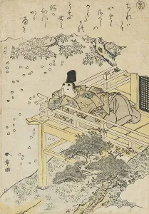 Shunsho Prints: Katano: Admiring the Scattered Cherry Blossoms
