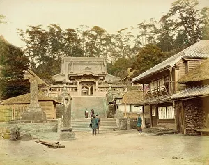 Albumen Print Hand Colored Prints: Katase Temple (Ryuko-ji (Fujisawa)), 1865. Creator: Unknown