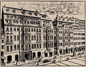 Bach Prints: Katharinenstrasse in Leipzig. In the centre - Cafe Zimmermann
