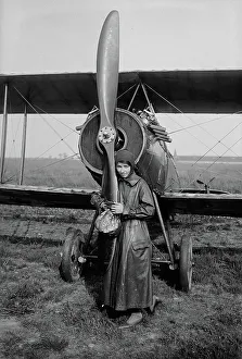 Fundraising Prints: Katherine Stinson with her biplane, 1917 or 1918. Creator: Bain News Service