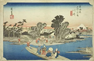 Kawasaki: The Rokugo Ferry (Kawasaki, Rokugo watashibune), from the series Fifty... c. 1833/34. Creator: Ando Hiroshige. Kawasaki: The Rokugo Ferry (Kawasaki, Rokugo watashibune), from the series Fifty... c. 1833/34. Creator: Ando Hiroshige