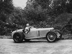 Worcestershire Prints: Kay Petre driving a Riley, Autumn Hill Climb, Shelsley Walsh, Worcestershire, 1935
