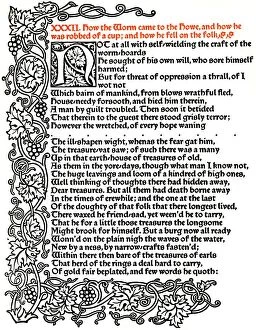 Kelmscott Press: Page from The Tale of Beowulf Printed in the Troy Type, c.1895, (1914). Artist: William Morris