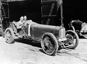 Kenelm Lee Prints: Kenelm Lee Guinness and Perkins with an 8 cylinder Sunbeam, 1922