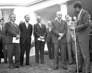 Astronauts Gallery: Kennedy Presents Award to Gilruth, 1962. Creator: NASA