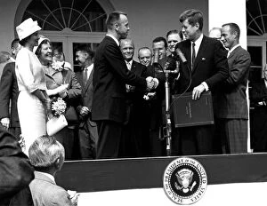 Kennedy and Shepard in Washington D.C. 1961. Creator: NASA