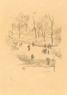 Lithograph In Black On Wove Paper Collection: Kensington Gardens, 1896. Creator: James Abbott McNeill Whistler