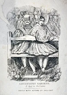 Park Bench Prints: Kensington Gardens, a hint to the ladies, 1838