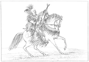 Myers And Co Prints: Keokuk on horseback, Rock Island, Upper Mississippi, 1841. Artist: Myers and Co