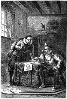Kepler and Brahe at work together (c1600), c1870