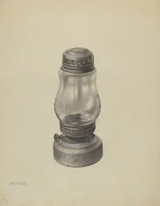 Lighting Device Prints: Kerosene Lantern, c. 1939. Creator: Amelia Tuccio