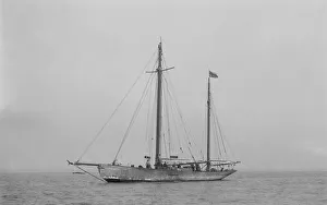 The Solent Prints: The ketch Ficha at anchor, 1922. Creator: Kirk & Sons of Cowes