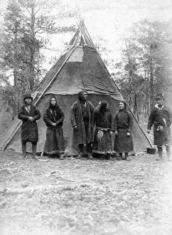 Ethnic Prints: Kets (against the background of the dwelling), the Elogub River, 1929. Creator: AK Lvov