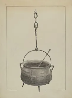Kettle Prints: Kettle with Spoon, c. 1935. Creator: Benjamin Resnick