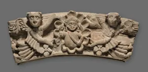 Coptic Period Prints: Keystone of an Arch: Female Bust within a Medallion Supported by Angels