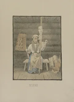 Spindle Prints: Khant woman, 1862-1887. Creator: Mikhail Znamensky