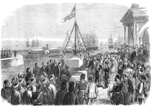 Construction Site Prints: The Khedive of Egypt laying the first stone of the harbour works at Alexandria