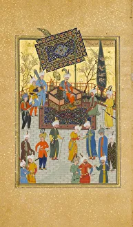 Turbans Prints: Khusrau Seated on his Throne, Folio 64 from a Khamsa (Quintet) of Nizami, A. H. 931 / A. D