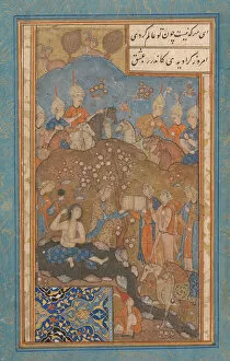 Armenian Gallery: Khusrau Spies Shirin Bathing, Folio from a Khamsa (Quintet) of Nizami, 16th century