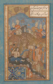 Script Prints: Khusrau Spies Shirin Bathing, Folio from a Khamsa (Quintet) of Nizami, 16th century