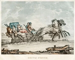 Horse Driving Gallery: Kibitka, 1810s. Artist: Damam-Demartrait, Michel Francois (1763-1827)