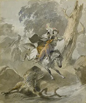Caucasian Mountains Gallery: The Kidnap (From the Series Scenes du Caucase). Artist: Zichy, Mihaly (1827-1906)