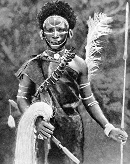 Martin Prints: A Kikuyu warrior, Kenya, 1936. Artist: Martin Johnson