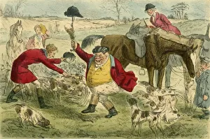 Foxhunting Collection: The Kill, on The Cat & Custard Pot Day, c1854. Creator: John Leech