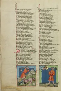 Envy Prints: The Killing of Abel: Cain's Punishment; Weltchronik, about 1400-1410. Creator: Unknown