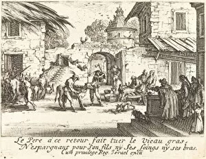 Returning Collection: Killing the Fatted Calf, 1635. Creator: Jacques Callot