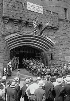 Enlistment Prints: Kilties enter 71st Regt. Armory, July 1917. Creator: Bain News Service