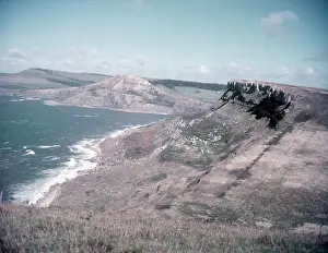 Cliffs Prints: Kimmeridge Ledges and coastline seen from St Alban's Head, Dorset, c1955