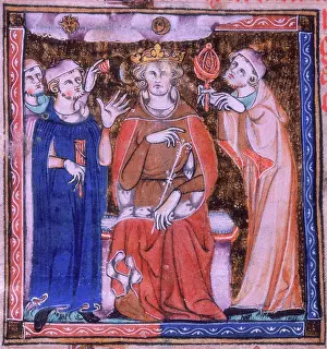 Predicting Prints: King (Alexander) with an astrologer and a physician, 1326-1327. Creator: Unknown