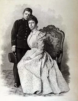 Cristina Gallery: The King Alfonso XIII with his mother Regent Maria Cristina of Hapsburg in 1898, Madrid