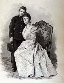 The King Alfonso XIII with his mother Regent Maria Cristina of Hapsburg in 1898, Madrid The King Alfonso XIII with his mother Regent Maria Cristina of Hapsburg in 1898, Madrid