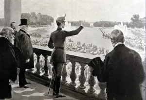King Alfonso XIII of Spain (1886-1941) acclaimed in the gardens of Versailles, Paris (1905)